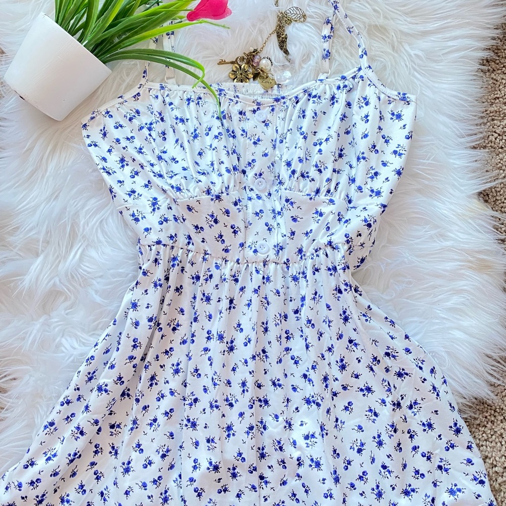 Floral Blue and White Sundress